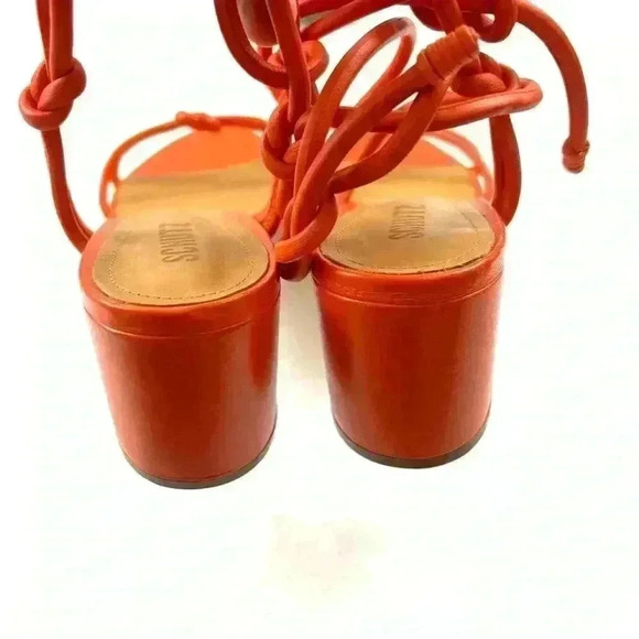 NWOT Schutz Flame Orange Leather Strappy Block Heel Made Brazil Sandal Size 10B - Picture 12 of 15